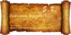 Safranek Kornél névjegykártya